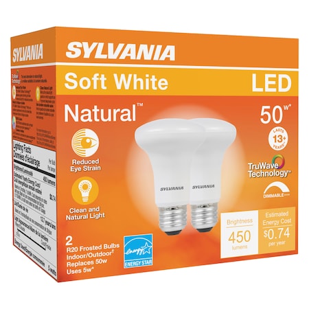 Sylvania Sylvania Natural R20 E26 (Medium) LED Floodlight Bulb Soft White 50 Watt Equivalence 2 pk 40788